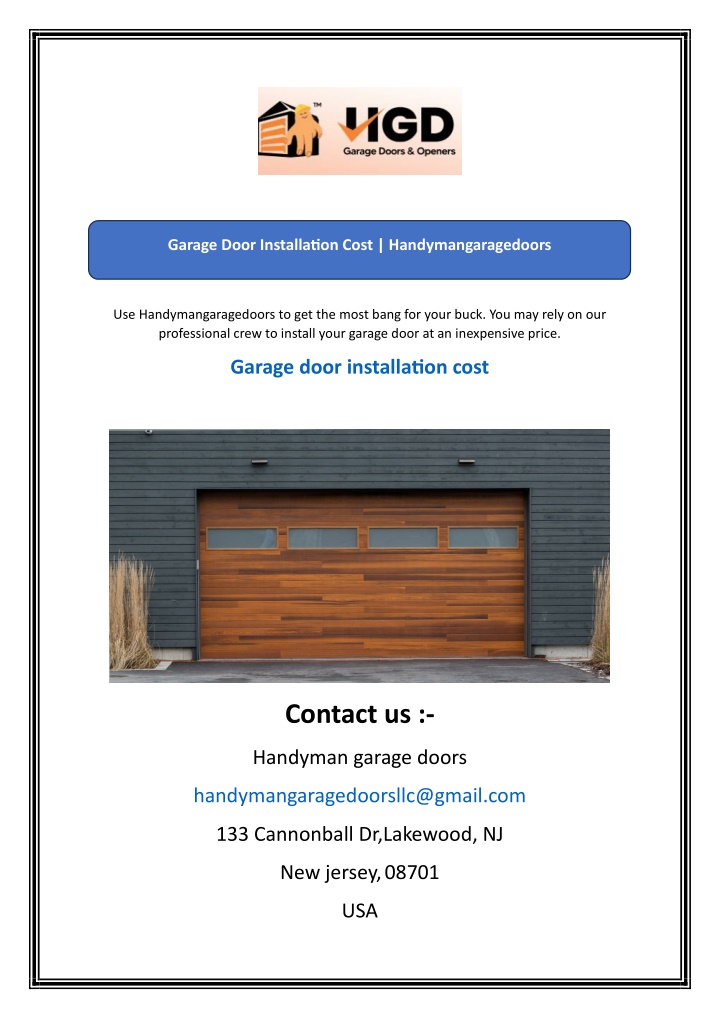 garage door installation cost handymangaragedoors