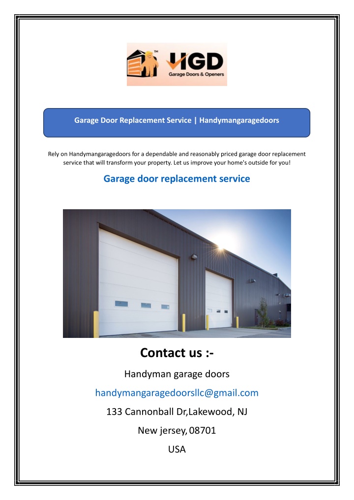 garage door replacement service