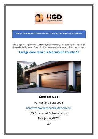 Garage Door Repair In Monmouth County Nj  Handymangaragedoors