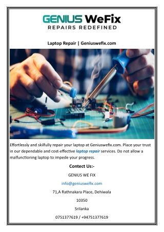 Laptop Repair  Geniuswefix