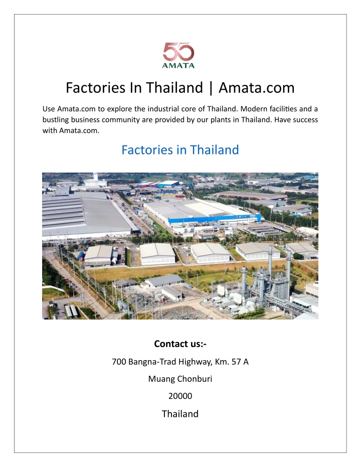 factories in thailand amata com