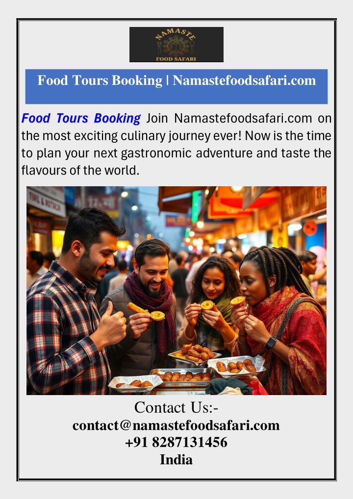 food tours booking namastefoodsafari com