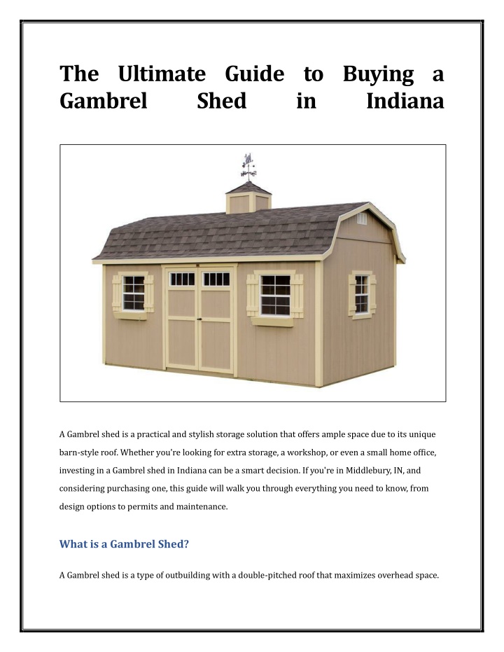 the ultimate guide to buying a gambrel shed