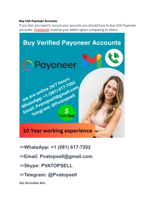 Buy USA Payoneer Accounts in our website in 2025