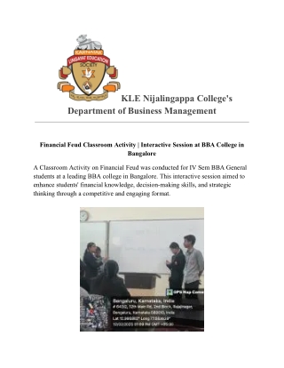 kle nijalingappa college s department of business