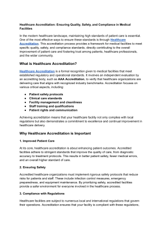 Healthcare Accreditation