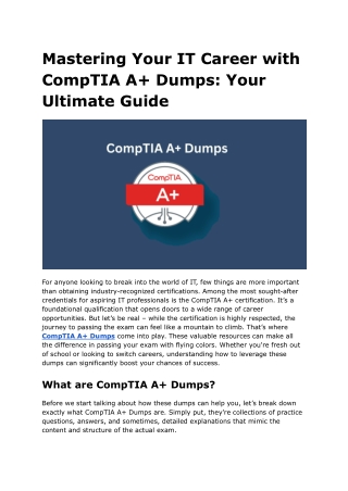 mastering your it career with comptia a dumps