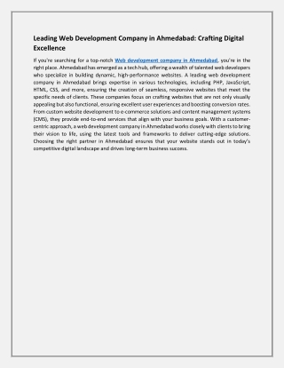 Leading Web Development Company in Ahmedabad - Crafting Digital Excellence