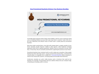 How Promotional Key chains Enhance Your Business Branding