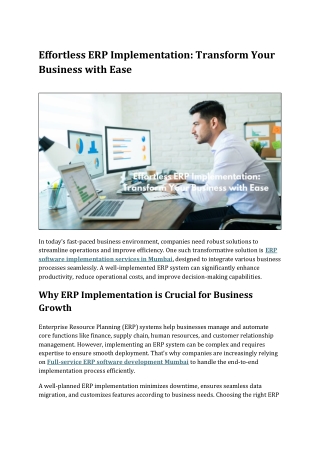 effortless erp implementation transform your