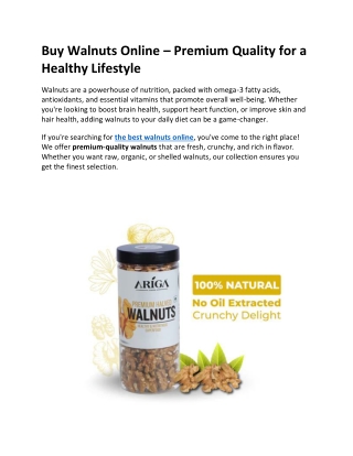Buy Walnuts Online – Best Quality Walnuts for Brain, Heart & Wellness
