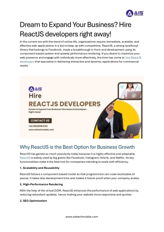 dream to expand your business hire reactjs