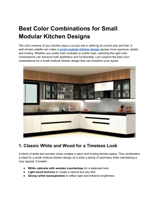 Best Color Combinations for Small Modular Kitchen Designs