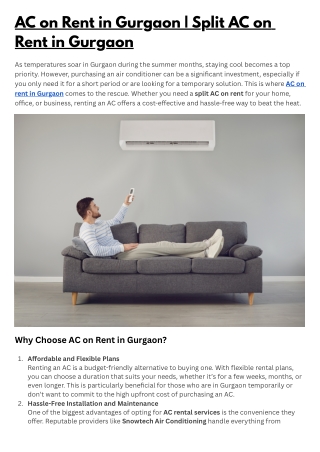 AC on Rent in Gurgaon  Split AC on Rent in Gurgaon