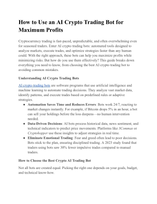 how to use an ai crypto trading bot for maximum