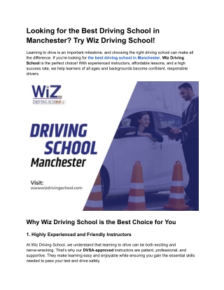 Looking for the Best Driving School in Manchester? Try Wiz Driving School!