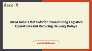 BMGI India’s Methods for Streamlining Logistics Operations and Reducing Delivery Delays