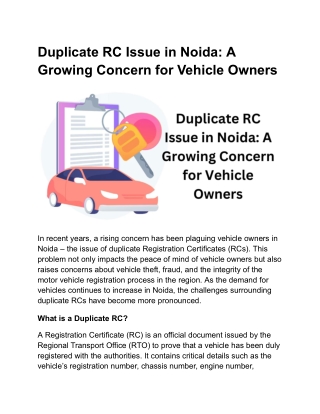 duplicate rc issue in noida a growing concern