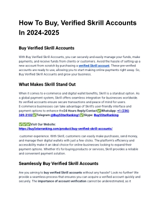 How To Buy, Verified Skrill Accounts In 2024-2025