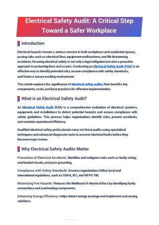 Electrical Safety Audit: A Critical Step Toward a Safer Workplace