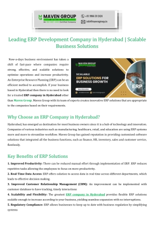 Leading ERP Development Company in Hyderabad Scalable Business Solutions