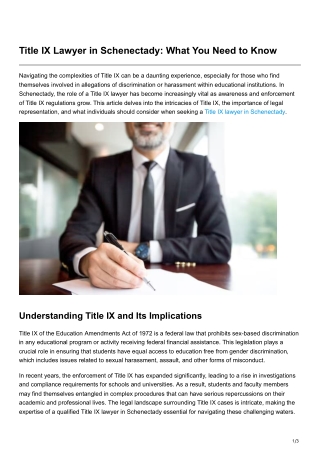 Title IX Lawyer in Schenectady What You Need to Know
