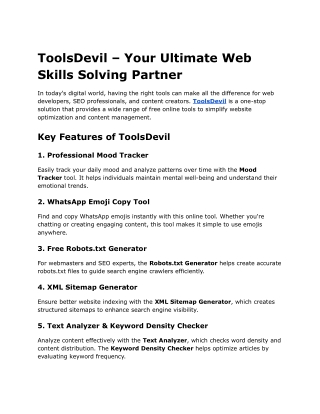 toolsdevil your ultimate web skills solving