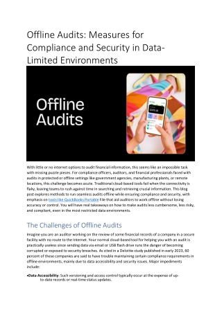 offline audits measures for compliance