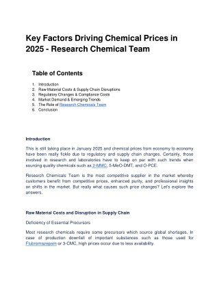 Key Factors Driving Chemical Prices in 2025