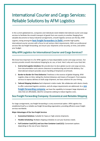 International Courier and Cargo Services