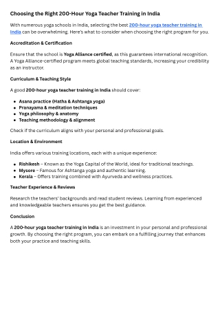 200-Hour Yoga Teacher Training in India