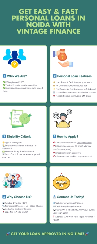 Get Easy & Fast Personal Loans in Noida with Vintage Finance