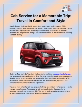 cab service for a memorable trip travel
