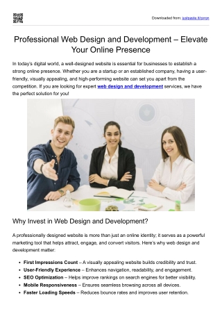 Professional Web Design and Development – Elevate Your Online Presence