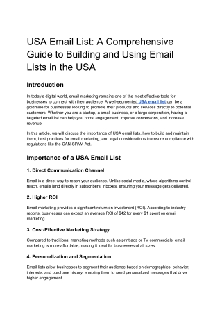 usa email list a comprehensive guide to building