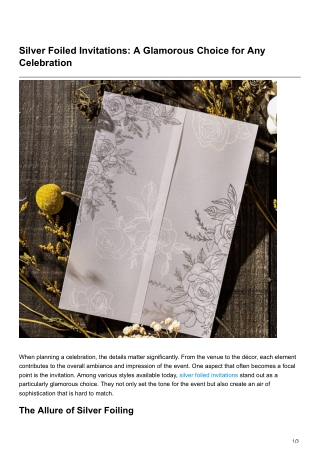 Silver Foiled Invitations A Glamorous Choice for Any Celebration