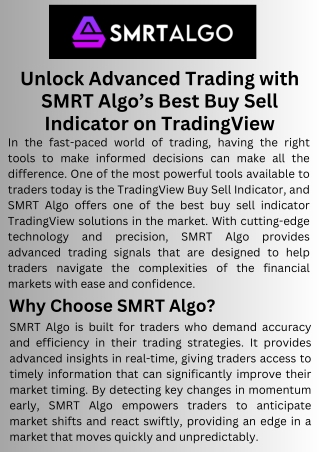 Unlock Advanced Trading with SMRT Algo’s Best Buy Sell Indicator on TradingView