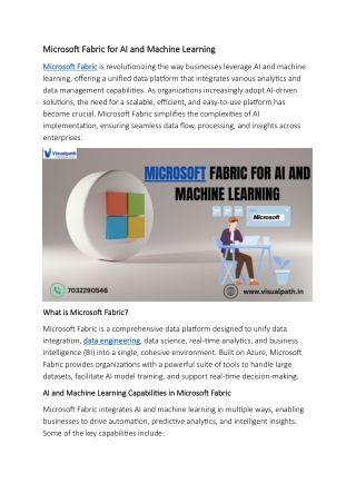 microsoft fabric for ai and machine learning