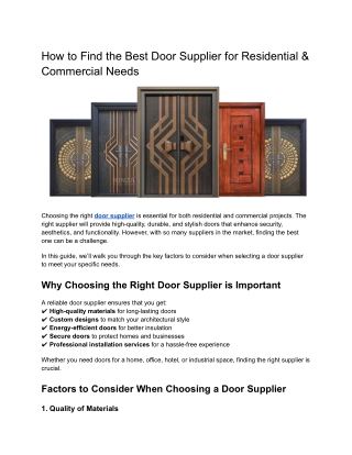 How to Find the Best Door Supplier for Residential & Commercial Needs (1)