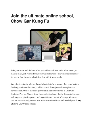 join the ultimate online school chow gar kung fu