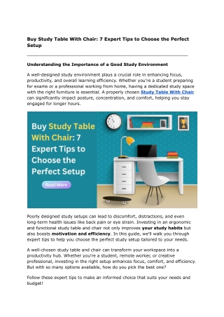 Buy Study Table With Chair_ 7 Expert Tips to Choose the Perfect Setup