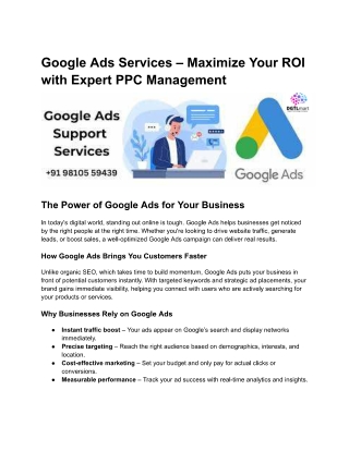 Google Ads Services – Maximize Your ROI with Expert PPC Management