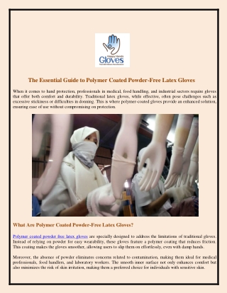 The Essential Guide to Polymer Coated Powder-Free Latex Gloves