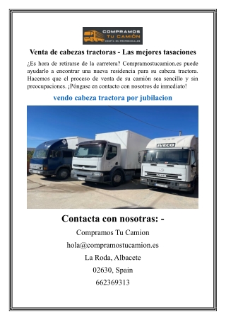 Venta de cabezas tractoras  Las mejores tasaciones