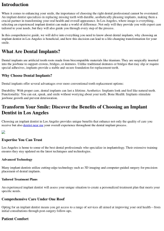 Transform Your Smile: Discover the Benefits of Choosing an Implant Dentist in Lo