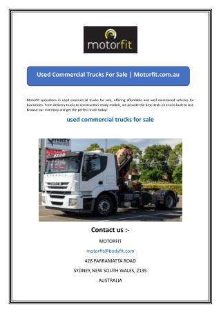 Used Commercial Trucks For Sale  Motorfit.com