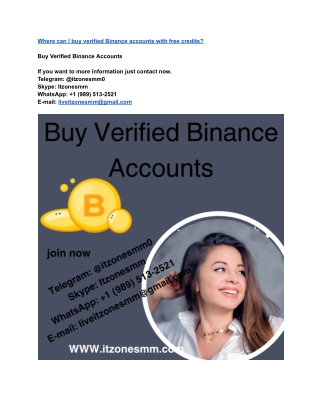 Where can I buy verified Binance accounts with free credits_