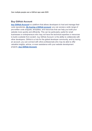 can multiple people own a github repo sale 2025