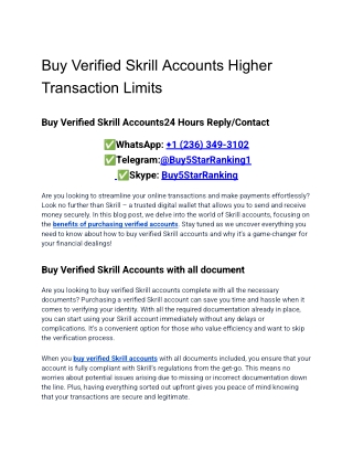 Buy Verified Skrill Accounts Higher Transaction Limits