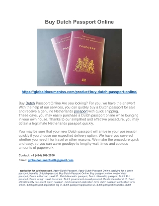 Buy Dutch Passport Online PDF